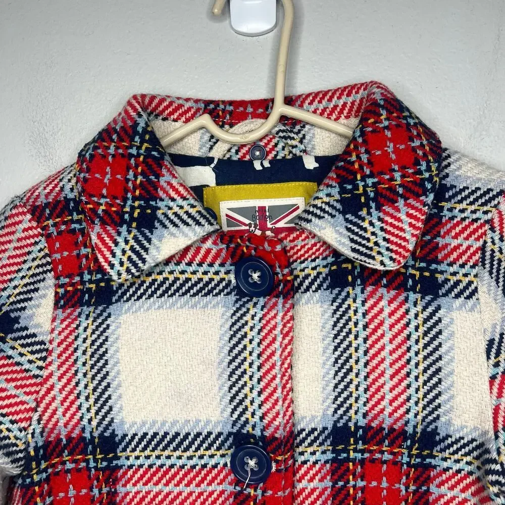 Mini Boden Plaid Kids Coat - Girls 6-7